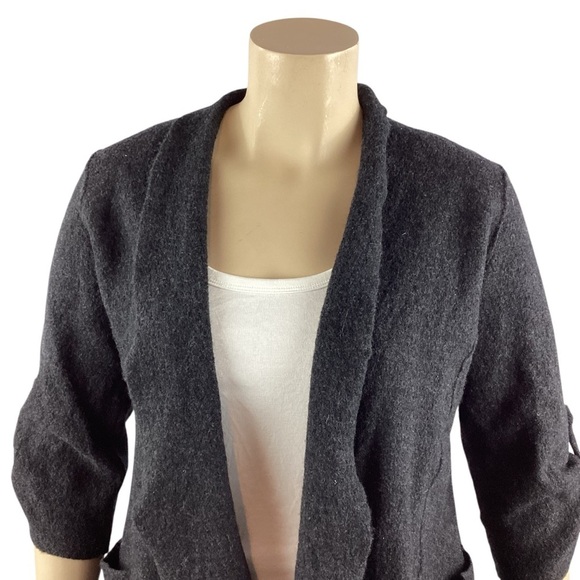 Eileen Fisher Felted Merino Wool Open Jacket Dark Gray L - Picture 2 of 7